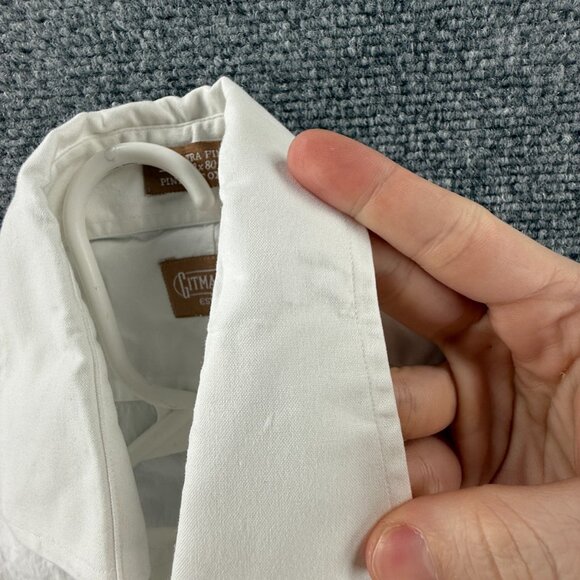 Gitman Bros *** Pinpoint Cotton Oxford 15 33 Point USA White Long Sleeve Men - Picture 15 of 16